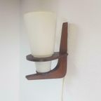 Vintage Scandinavische Wandlamp Teak Melkglas Mid Century 60 thumbnail 8