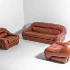 Mid Century Set Van 2 Leren ‘capriccio’ Lounge Fauteuils Door George Bighinello thumbnail 3