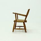 French Blonde Oak And Rush Armchair 1950s thumbnail 11