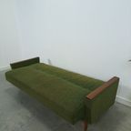 Slaapbank Met Groene Stof En Teakhout thumbnail 10