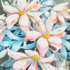Vintage Ingelijste 3d-papieren Sculptuur Met Bloemen thumbnail 7