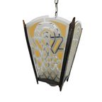 Amsterdams School Stijl - Lantaarn - Hanglamp - Glas - Messing - 1930's thumbnail 2