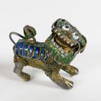 Foo (Fu) Dogs - Filigraan - Emaillen - Cloisonné - Miniatuur - Zilver - Verguld ~ 3 Stuks - Chine thumbnail 4