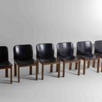 Mid-century Set Van 6 Lederen Eetkamerstoelen Door Arfa & Tobia Scarpa, 1970 thumbnail 3