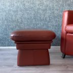 2X Leolux Dolcinea Fauteuil + Hocker | Roodbruin/Cognac Leer thumbnail 31