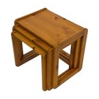 Vintage Set Van Drie Grenen Bijzettafels Nesting Tafels thumbnail 16