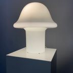 Large Fully White Glass Peill And Putzler Mushroom Table Lamp Xl 1970 thumbnail 10