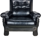 All Black Brutalist Lounge Chair 1970S thumbnail 3