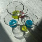 4X Vintage Ijscoupe Glas Gekleurd thumbnail 3