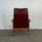 Vintage Van Teeffelen Fauteuil Bordeaux Rood Skai Leer thumbnail 4