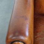 Stoere Vintage Schapenleren Art Deco Stijl Design Fauteuil Met Een Mooi Patina thumbnail 2