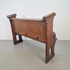 Antiek Eiken Kerkbankje Halbankje & Kussen Kerkbank 1900 Eik thumbnail 11