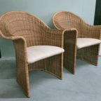 Vintage Luit Van Der Helm Rotan Slederok Stoelen (Nieuw Gestoffeerd) thumbnail 7