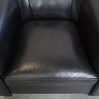 Zeer Comfortabele Zwarte Art Deco Design Fauteuil/ Armchair Gemaakt Van Schapenleer thumbnail 7