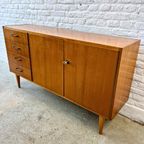 Vintage, Houten Dressoir Met Vier Lades En Groot Opbergvak thumbnail 4