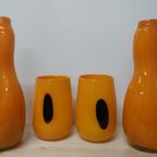 Vintage Set Oranje Glazen Vazen En Bloempotten thumbnail 5