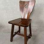 10x Vintage Brutalist Stoelen – Eik thumbnail 5