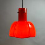 Red Glass Flower Shaped Pendant Light From Glashütte Limburg, 1970 thumbnail 5