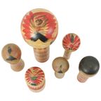 Lot Van 6 Kokeshi Poppen Handgeschilderd Hout Japan Showa thumbnail 11