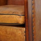 Unieke, Statige, Comfortabele Schapenleren Art Deco Design Fauteuil thumbnail 12