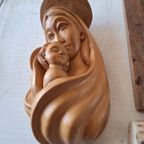 Vintage Houten Maria/Madonna Met Kindje Jezus thumbnail 6