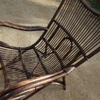 Vintage Rotan/Bamboe Lounge Chair Met Leren Kussens, Jaren 60, Togeschreven Aan Rohé Noordwolde thumbnail 14