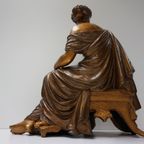 Beeld Van Romeins/Griekse Zittende Vrouw, Gesigneerd Aizelin, 19Th Century thumbnail 7
