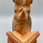 Vintage Boekensteun Neushoorn Hout thumbnail 8