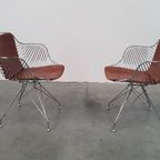 2 Design Wire Chairs Chroom Met Cognac Seat Pads thumbnail 10