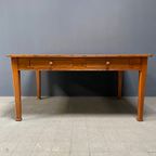 Antieke Pitch Pine Stoffen Tafel Met Twee Laden thumbnail 10