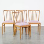 Leuke, Gezellige Set Van 4 Vintage Deens Design Eetkamerstoelen Uit De Jaren ’70 Met Mooie Licht thumbnail 2