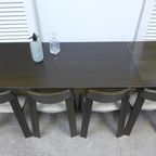 Set Van 6 Brutalist Stoelen En Uitschuifbare Eettafel thumbnail 5