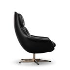 Deens Design Zwart Leren Draaistoel By H.w. Klein For Bramin, 1960s thumbnail 4