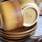 Vintage "grès De Rigny" Stoneware Kop & Schotels (5 Stuks) – Prachtig Frans Design thumbnail 4