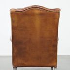 Mooie, Luxe En Comfortabele Engelse Stijl Schapenleren Oorfauteuil Met Een Prachtig Patina thumbnail 5