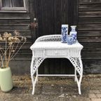 Rieten Rotan Kaptafel Buro Sidetable Vintage thumbnail 2