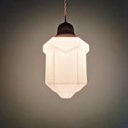 Skyscraper Art Deco Hanglamp In Witte Opaline, 1920-30 thumbnail 12