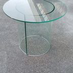 Vintage Postmodern Glazen Bijzettafel, Rond thumbnail 3