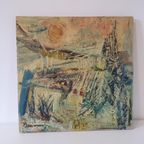 Jaren 70 Origineel Vintage Schilderij Acryl Op Hardboard thumbnail 8