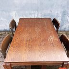 Brutalist Jaren 60 Eetkamerset (uitschuifbare Stafel + 4 Stoelen) thumbnail 8