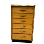 Vintage Mini Houten Ladekast Met Formica Blad thumbnail 4