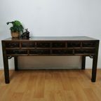 Grote Antieke Vintage Ladekast, Sidetable Muurtafel, Toonbank thumbnail 2