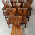 10x Vintage Brutalist Stoelen – Eik thumbnail 2