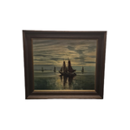 Vissersboten Op Zee Olieverf Op Doek thumbnail 2