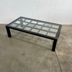 Vintage Zwarte Hoogglans Salontafel Met Glazen Blad, Japanse Stijl, 1980’s thumbnail 4