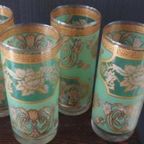 4 Stuks Vintage Jugenstil Art Deco Stijl Longdrink Glazen Groen Goud thumbnail 6