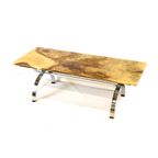 Vintage Onyx Salontafel Met Onderstel Van Chroom Gemaakt In De Jaren '70 thumbnail 4
