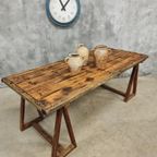 Antieke Tafel Schragentafel Tuintafel 90 X 208 Cm thumbnail 2