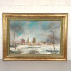 Georges Tahon - Schilderij - Veurne In De Winter thumbnail 2