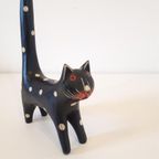 * Retro Houten Poezen Beeldje Poes Beeld thumbnail 4